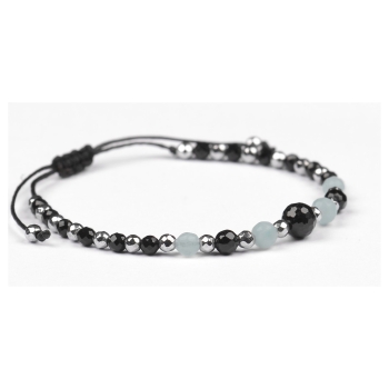 Bransoletka celebrytka czarny TURMALIN AMAZONIT HEMATYT ochrona i spokój